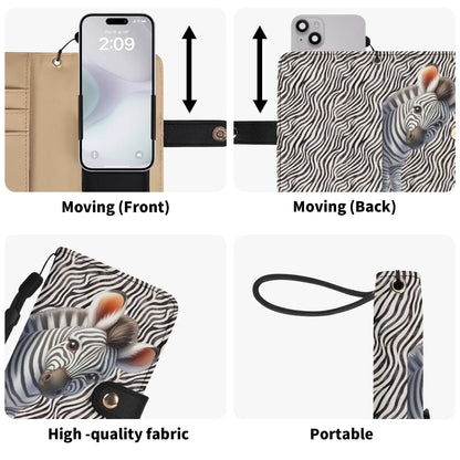 Peeking Zebra - Unique Cell Phone Flip Case fits Most Mobile Phones