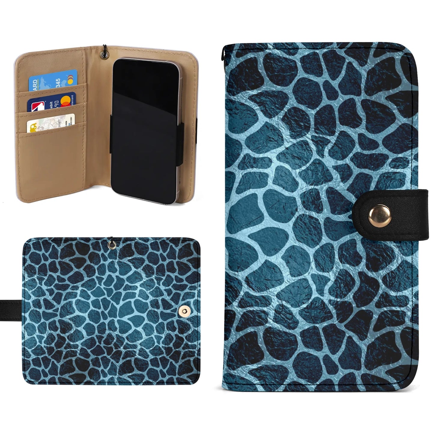 Blue Giraffe Print - Unique Cell Phone Flip Case fits Most Mobile Phones