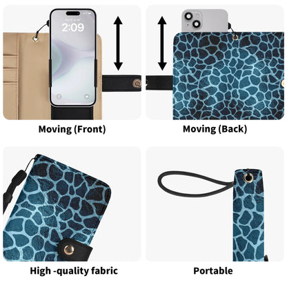 Blue Giraffe Print - Unique Cell Phone Flip Case fits Most Mobile Phones