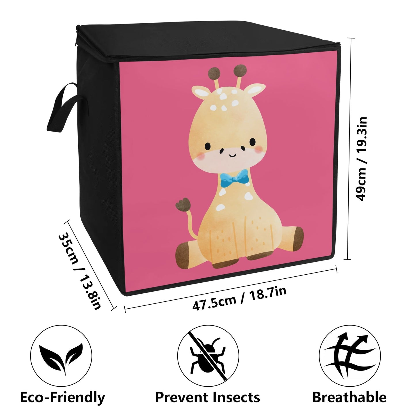 Baby Giraffe -  Bedding/Toys Storage Box ZIPPERED Collapsible Bag