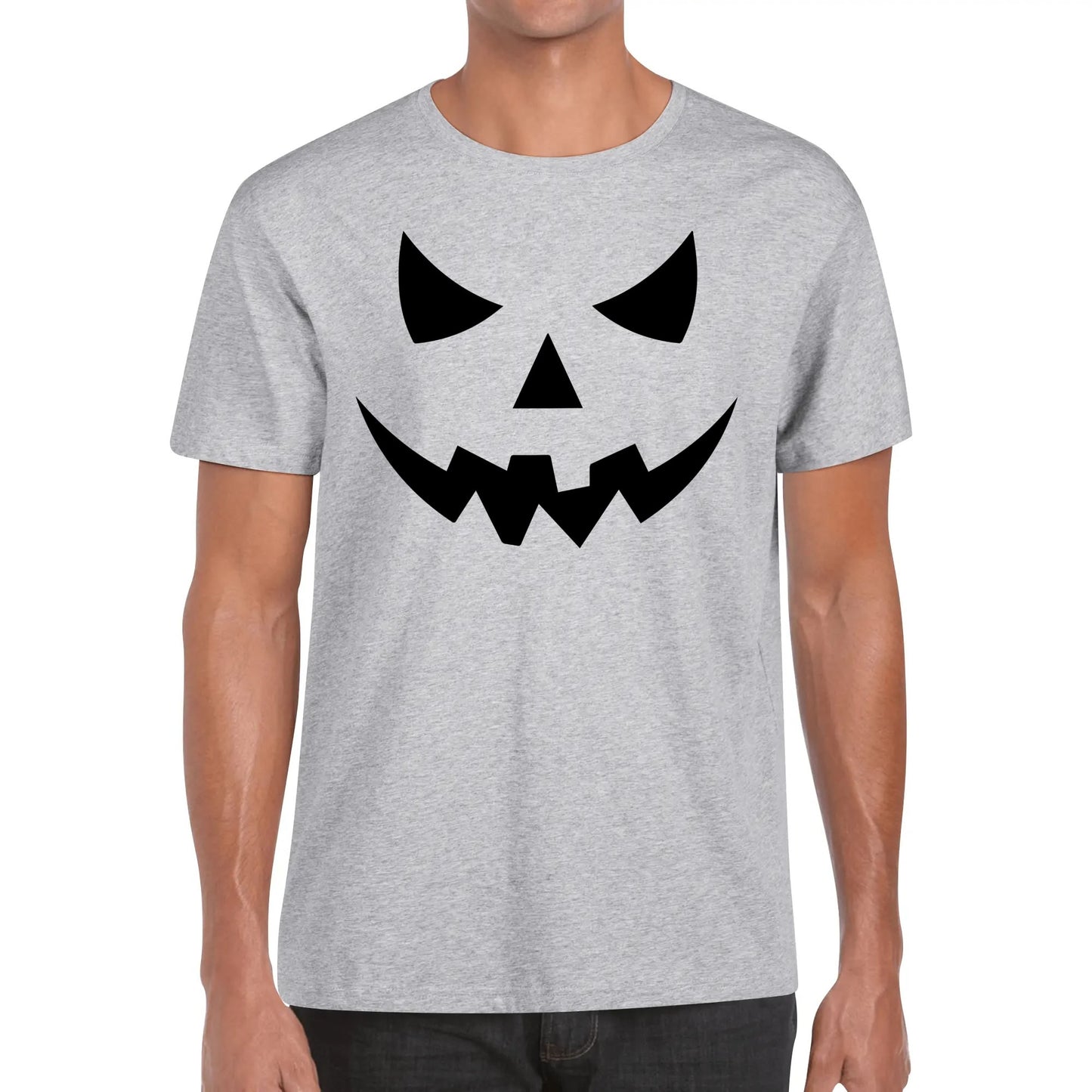 Jack O Lantern Face - Mens Soft 100% Cotton Halloween Costume Funny T-Shirt