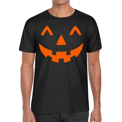 Jack O Lantern Face - Mens Soft 100% Cotton Halloween Costume Funny T-Shirt