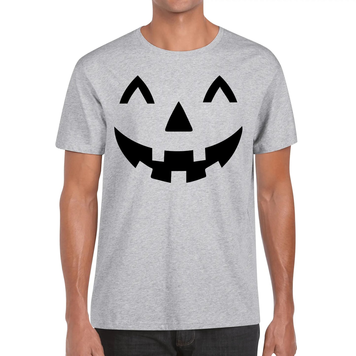 Jack O Lantern Face - Mens Soft 100% Cotton Halloween Costume Funny T-Shirt