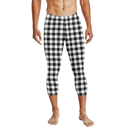 Buffalo Plaid Truly Canadian Mens 3/4 Length Capri Leggings & Training Tights