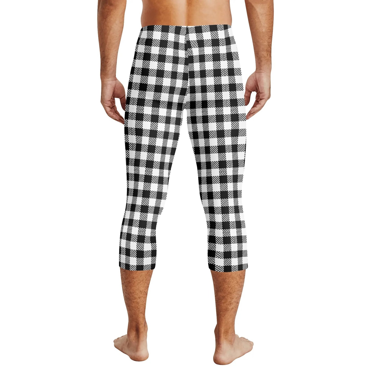 Buffalo Plaid Truly Canadian Mens 3/4 Length Capri Leggings & Training Tights