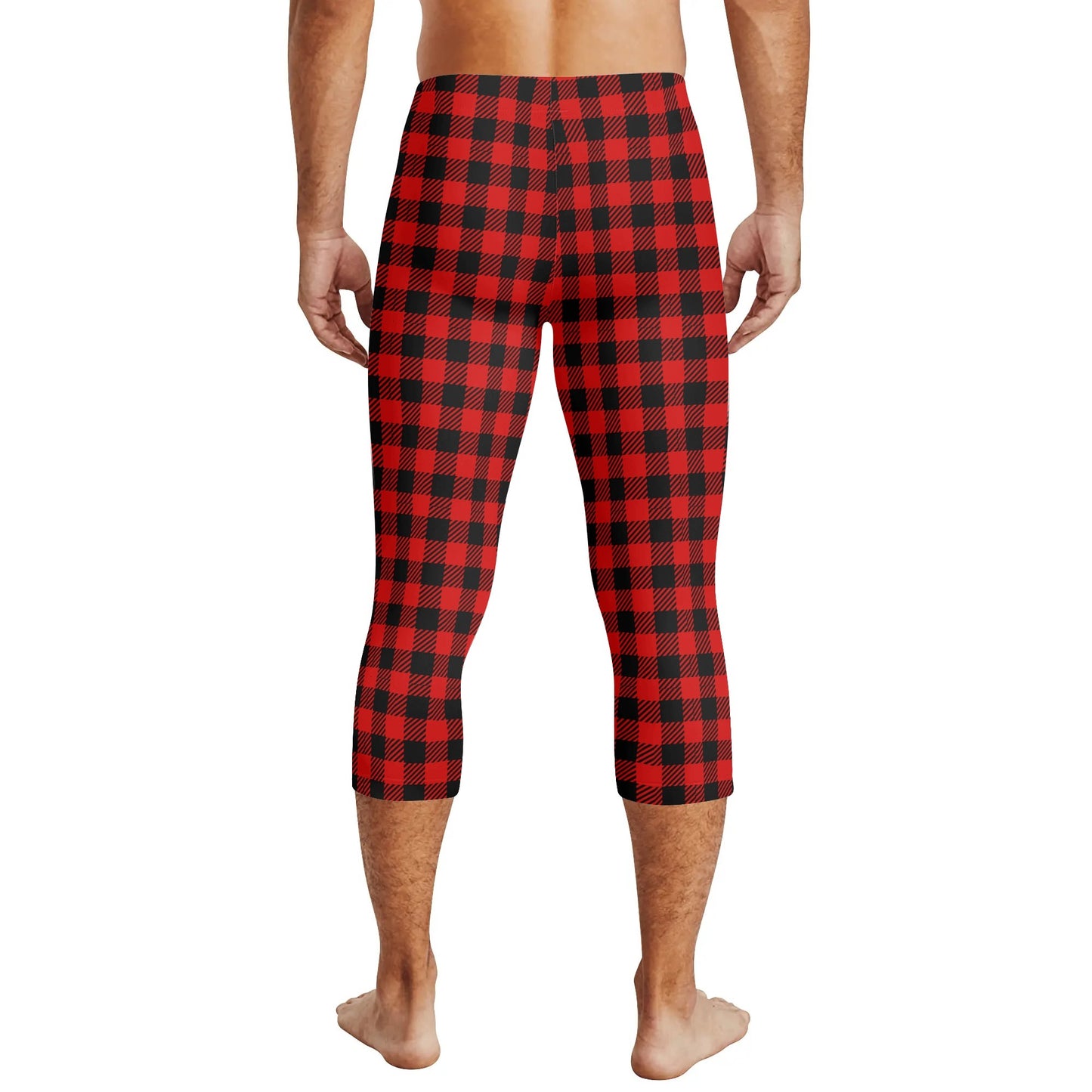 Buffalo Plaid Truly Canadian Mens 3/4 Length Capri Leggings & Training Tights