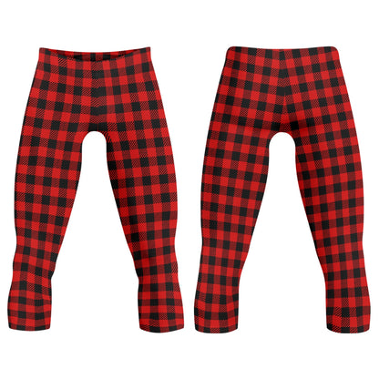 Buffalo Plaid Truly Canadian Mens 3/4 Length Capri Leggings & Training Tights