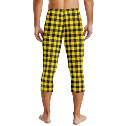 Buffalo Plaid Truly Canadian Mens 3/4 Length Capri Leggings & Training Tights