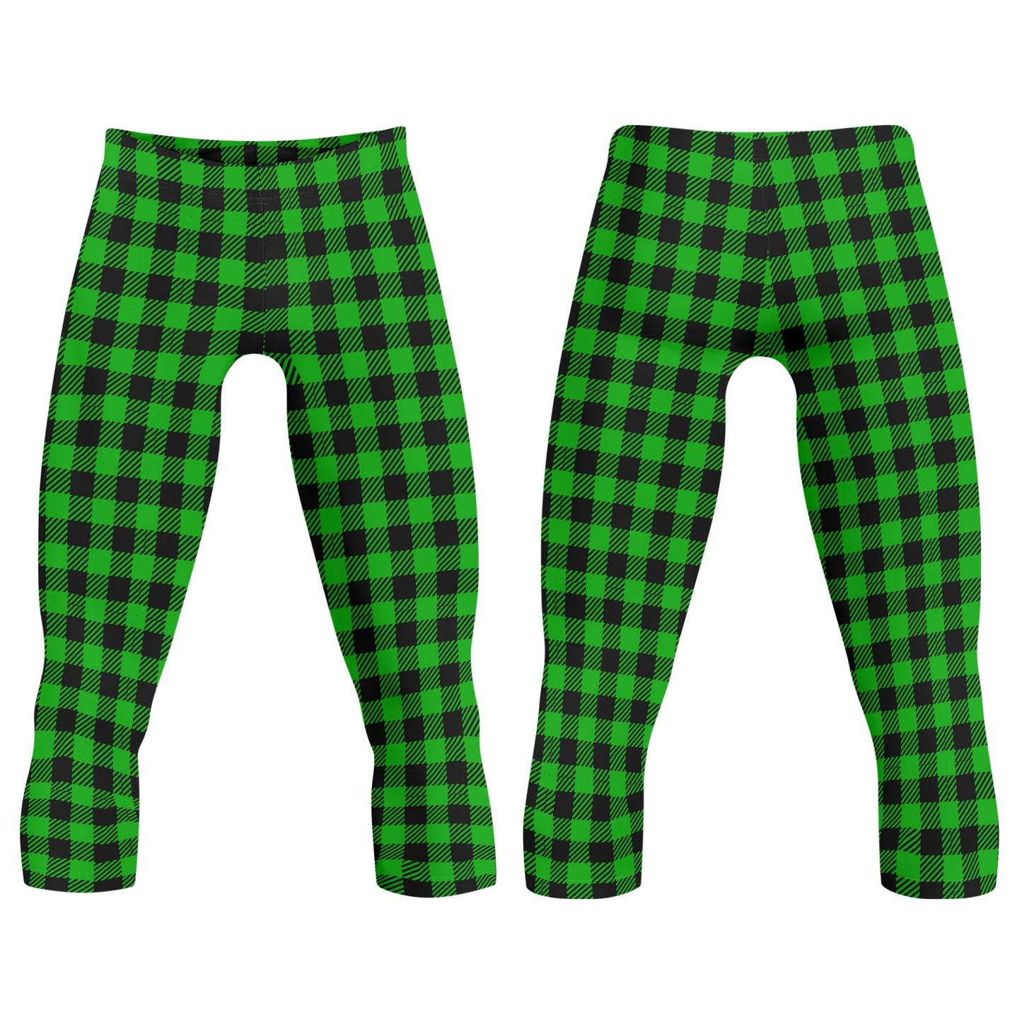 Buffalo Plaid Truly Canadian Mens 3/4 Length Capri Leggings & Training Tights