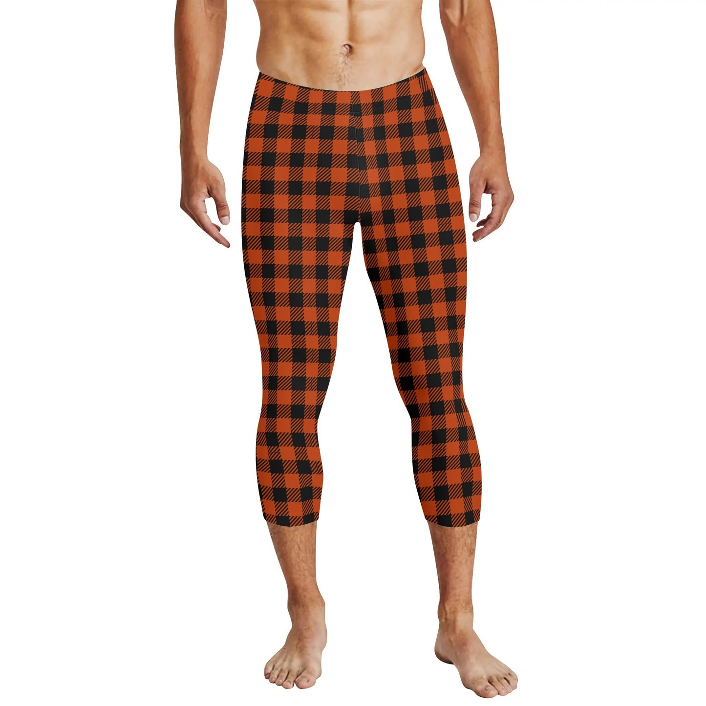 Buffalo Plaid Truly Canadian Mens 3/4 Length Capri Leggings & Training Tights