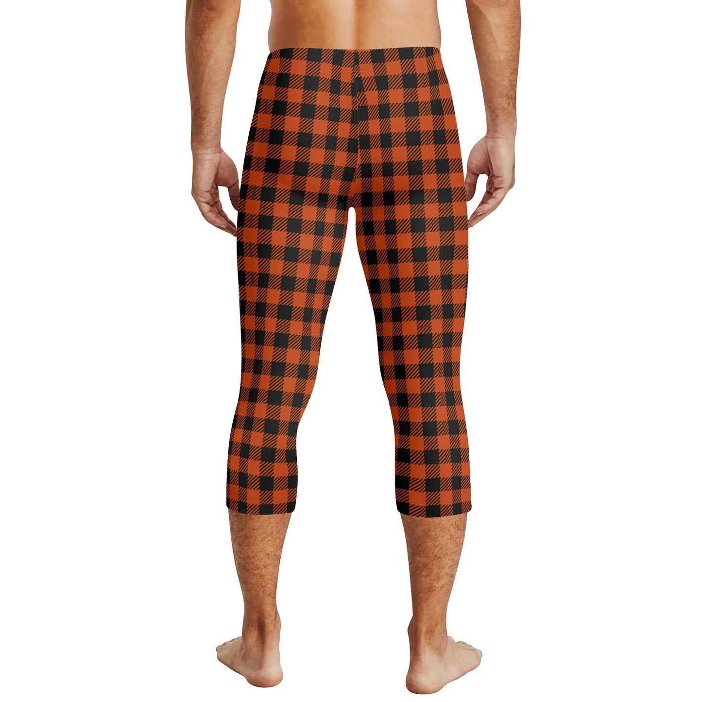 Buffalo Plaid Truly Canadian Mens 3/4 Length Capri Leggings & Training Tights