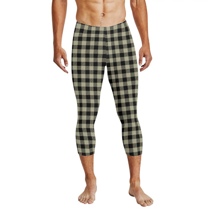 Buffalo Plaid Truly Canadian Mens 3/4 Length Capri Leggings & Training Tights