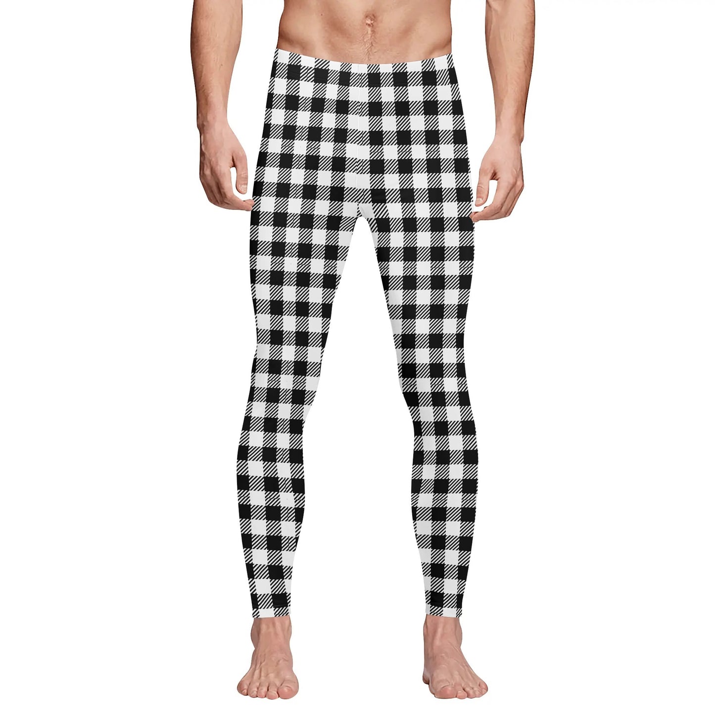 Buffalo Plaid Truly Canadian Mens Sports Leggings & Running Tights