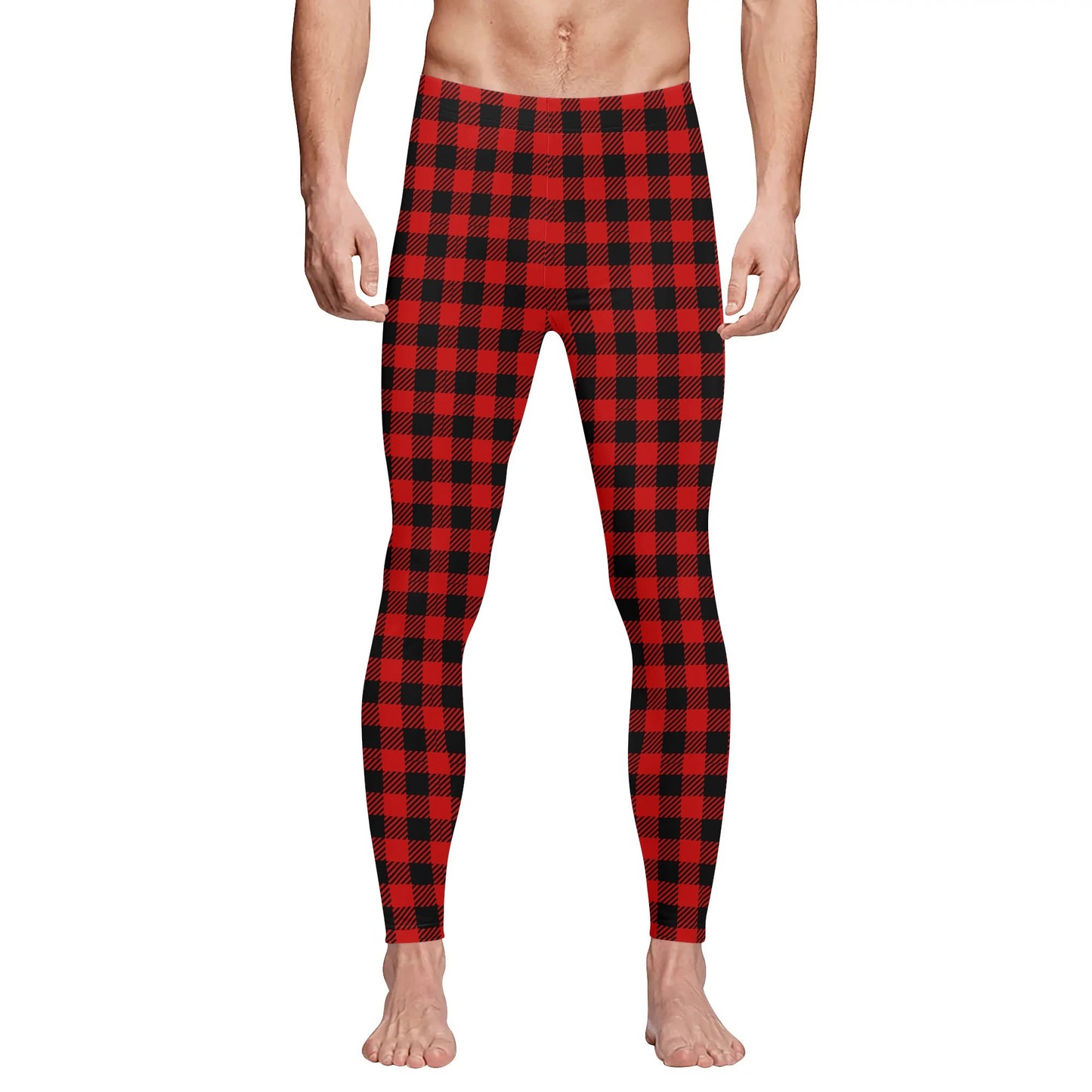 Buffalo Plaid Truly Canadian Mens Sports Leggings & Running Tights