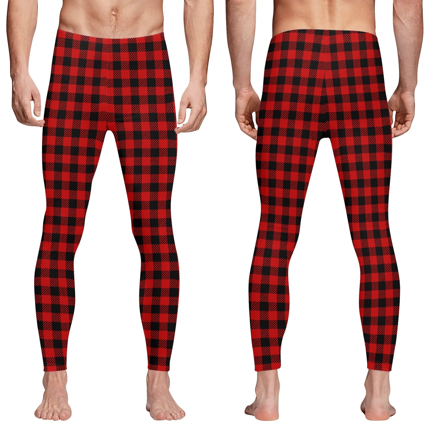 Buffalo Plaid Truly Canadian Mens Sports Leggings & Running Tights