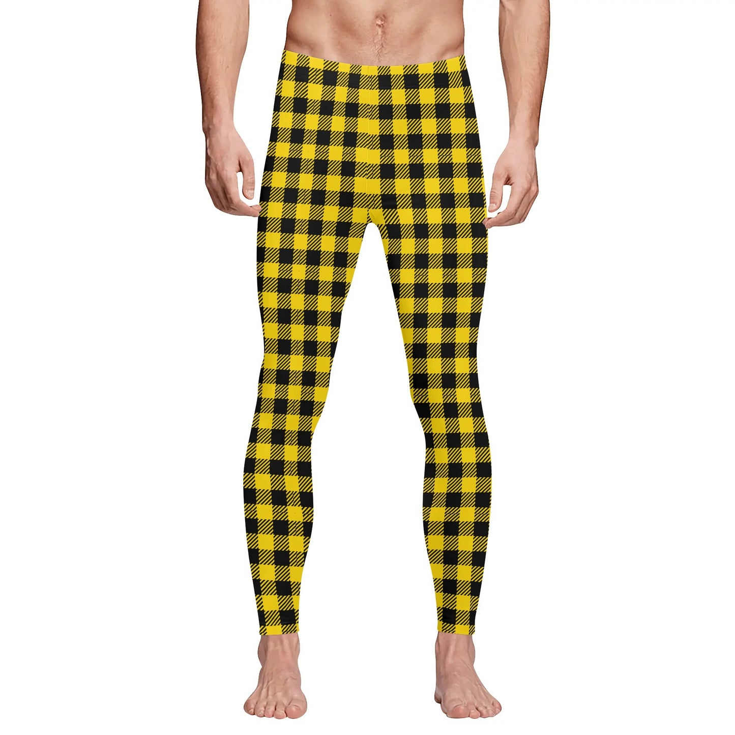 Buffalo Plaid Truly Canadian Mens Sports Leggings & Running Tights