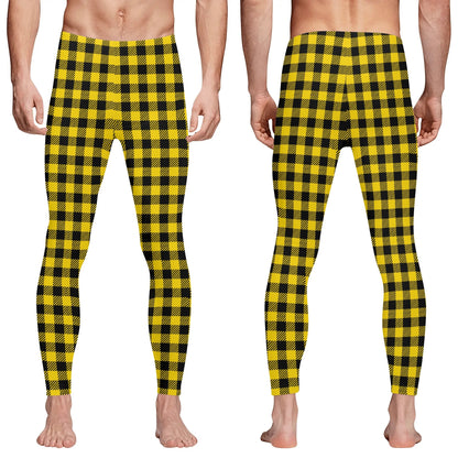 Buffalo Plaid Truly Canadian Mens Sports Leggings & Running Tights