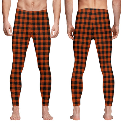 Buffalo Plaid Truly Canadian Mens Sports Leggings & Running Tights