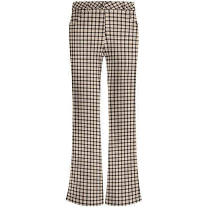 Neutral Windowpane Plaid - Womens Retro Flare Pants