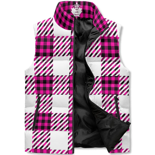 White Buffalo Print Truly Canadian Puffer Vest - Unisex, All-Weather Protection with Zip Closure