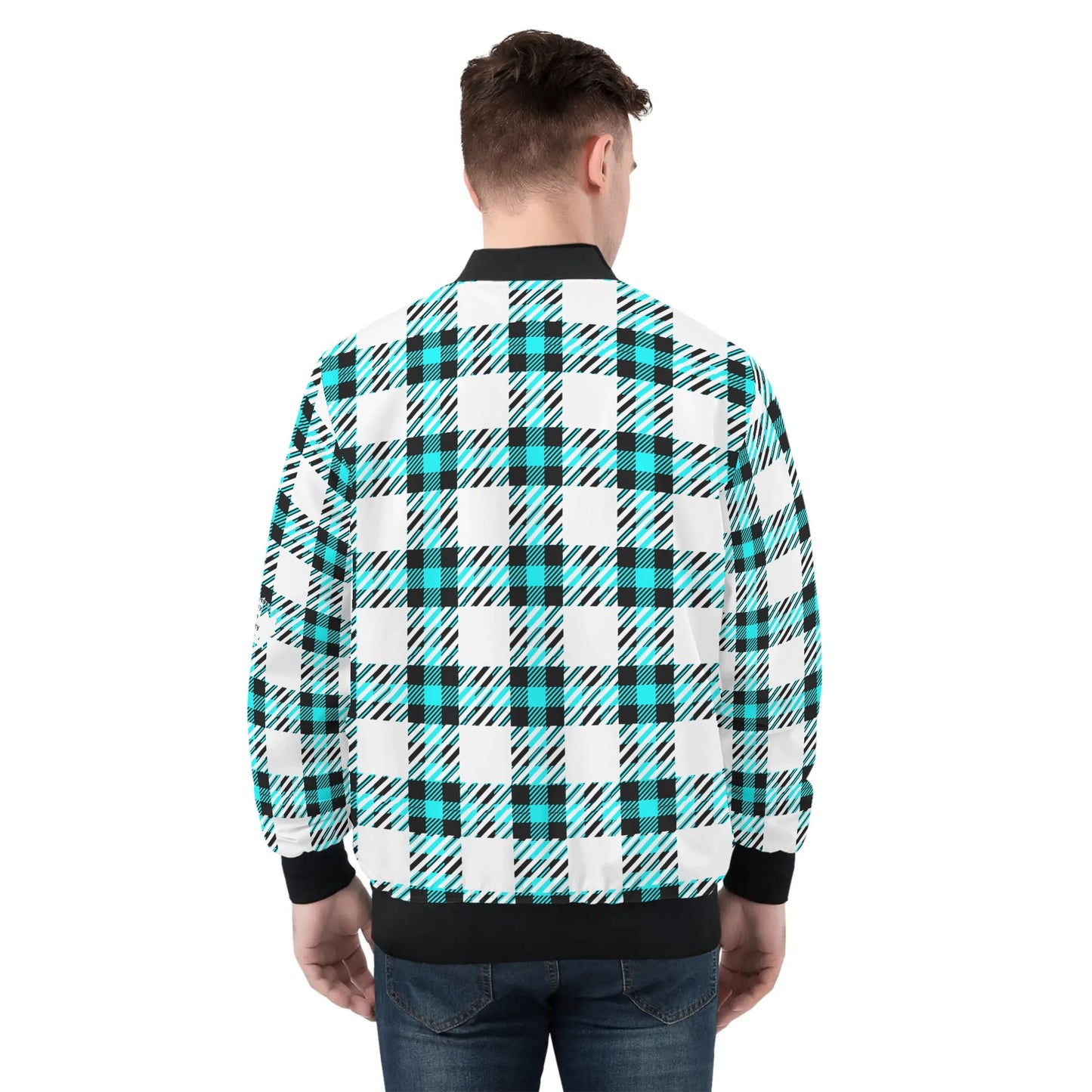 White Buffalo Plaid Mens Truly Canadian Zip-Up Bomber Jacket