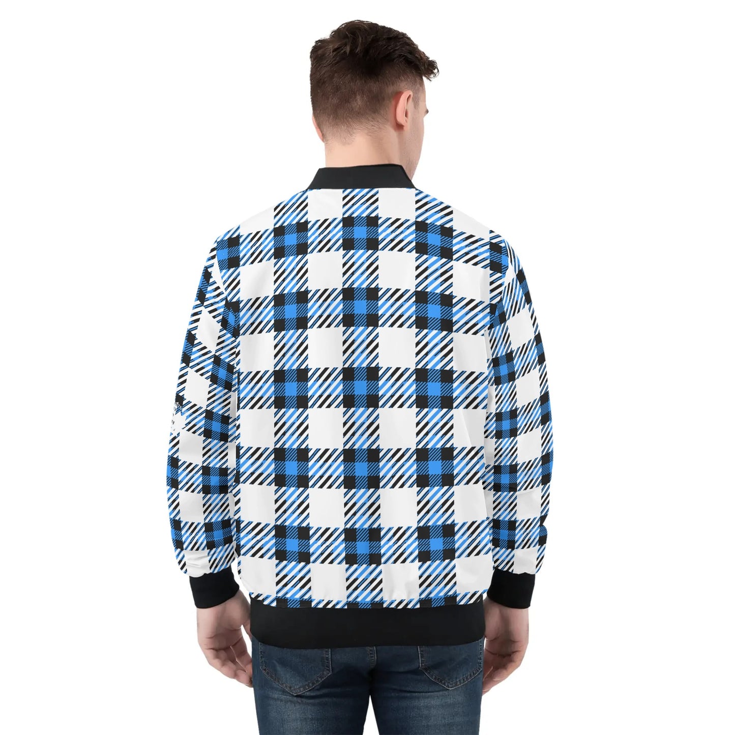 White Buffalo Plaid Mens Truly Canadian Zip-Up Bomber Jacket