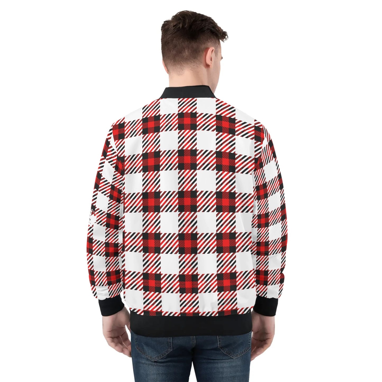 White Buffalo Plaid Mens Truly Canadian Zip-Up Bomber Jacket