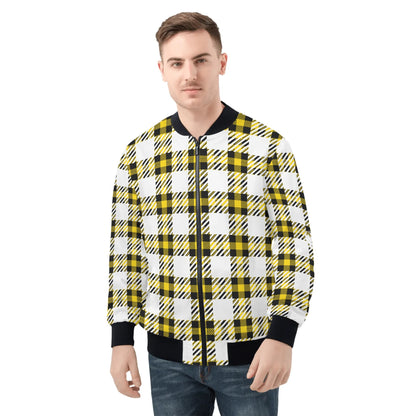 White Buffalo Plaid Mens Truly Canadian Zip-Up Bomber Jacket