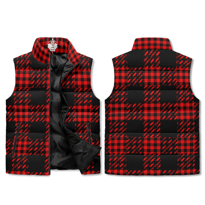 Black Buffalo Print Truly Canadian Puffer Vest - Unisex, All-Weather Protection with Zip Closure