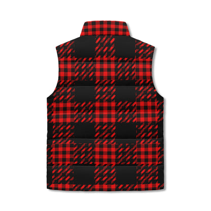 Black Buffalo Print Truly Canadian Puffer Vest - Unisex, All-Weather Protection with Zip Closure