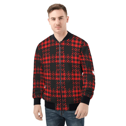 Black Buffalo Plaid Mens Truly Canadian Zip-Up Bomber Jacket