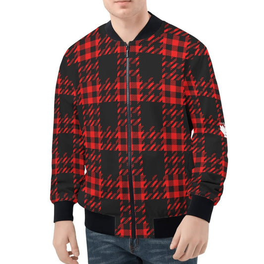 Black Buffalo Plaid Mens Truly Canadian Zip-Up Bomber Jacket