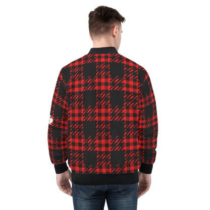 Black Buffalo Plaid Mens Truly Canadian Zip-Up Bomber Jacket