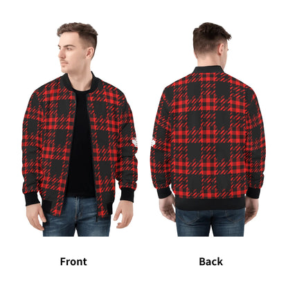 Black Buffalo Plaid Mens Truly Canadian Zip-Up Bomber Jacket