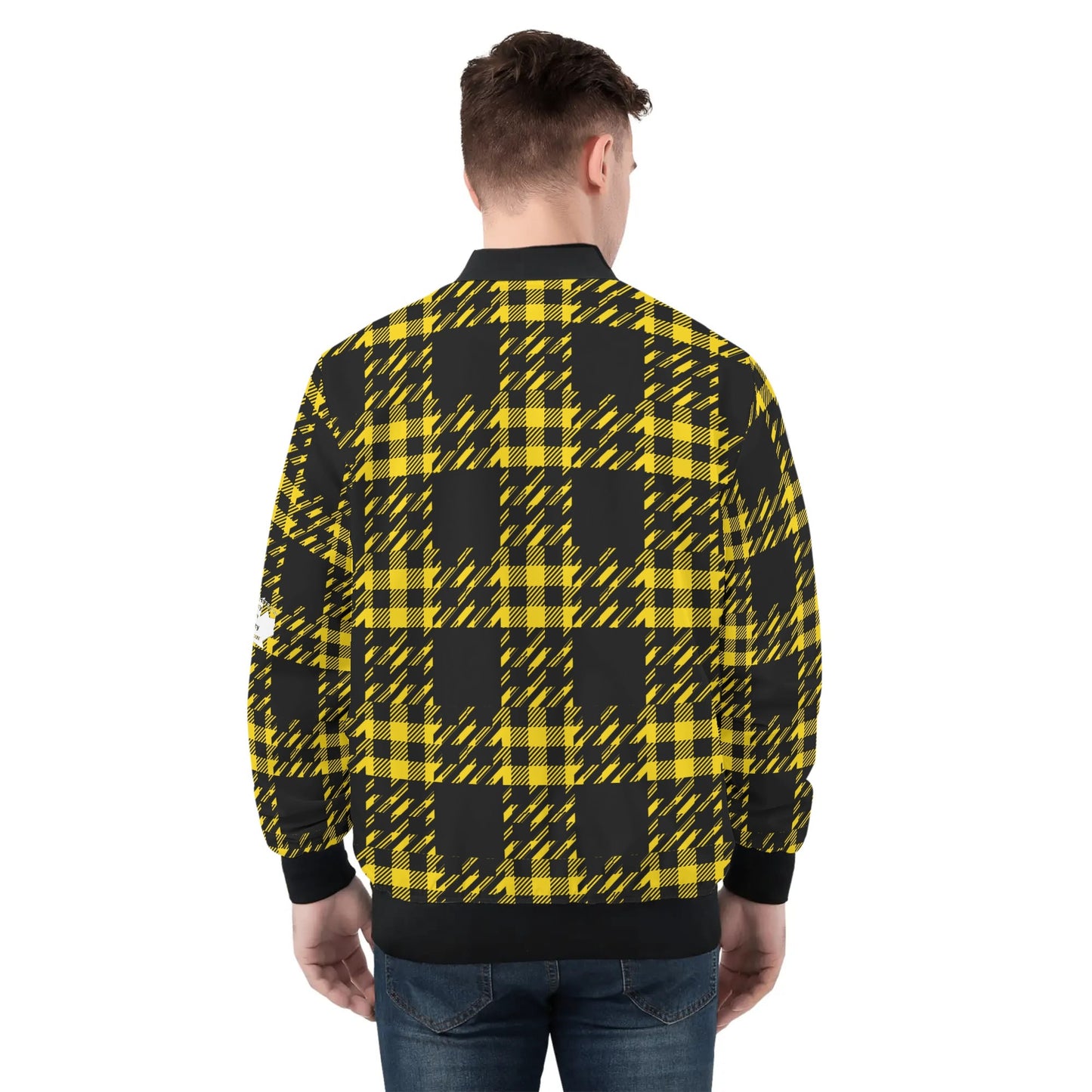 Black Buffalo Plaid Mens Truly Canadian Zip-Up Bomber Jacket