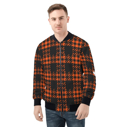 Black Buffalo Plaid Mens Truly Canadian Zip-Up Bomber Jacket