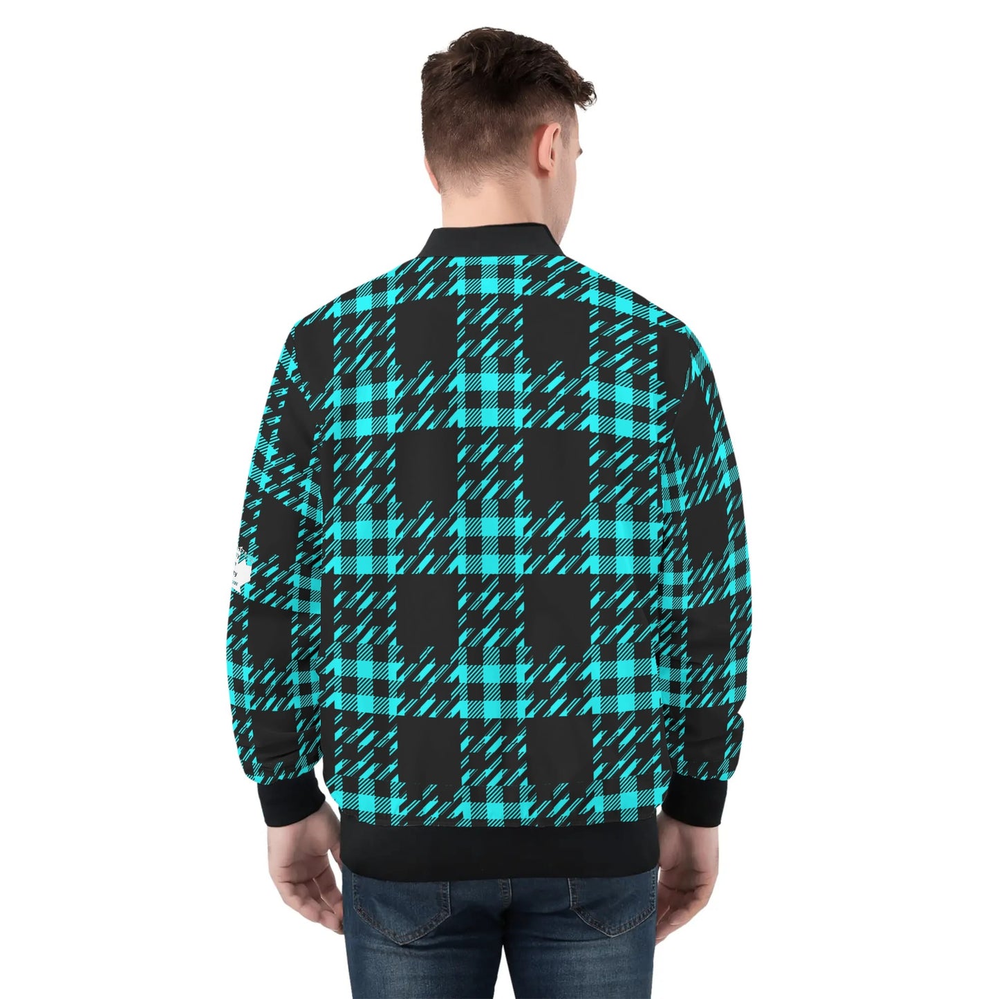 Black Buffalo Plaid Mens Truly Canadian Zip-Up Bomber Jacket