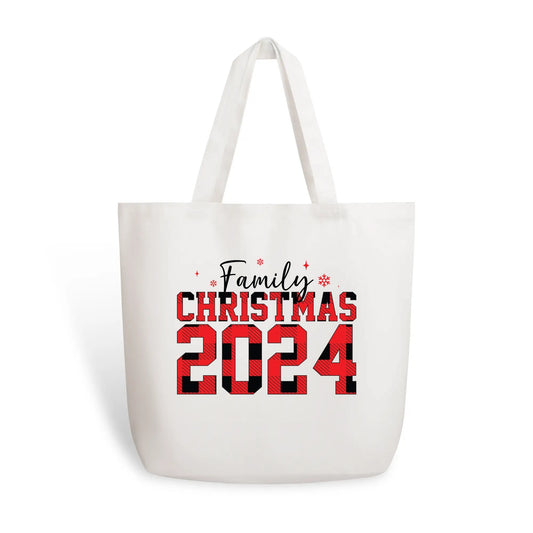 Family Christmas 2024 - 100% Cotton Tote Bag (Single-sided Print)