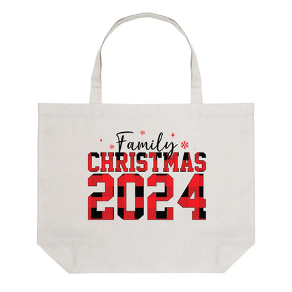 Family Christmas 2024 - 100% Cotton Tote Bag (Single-sided Print)