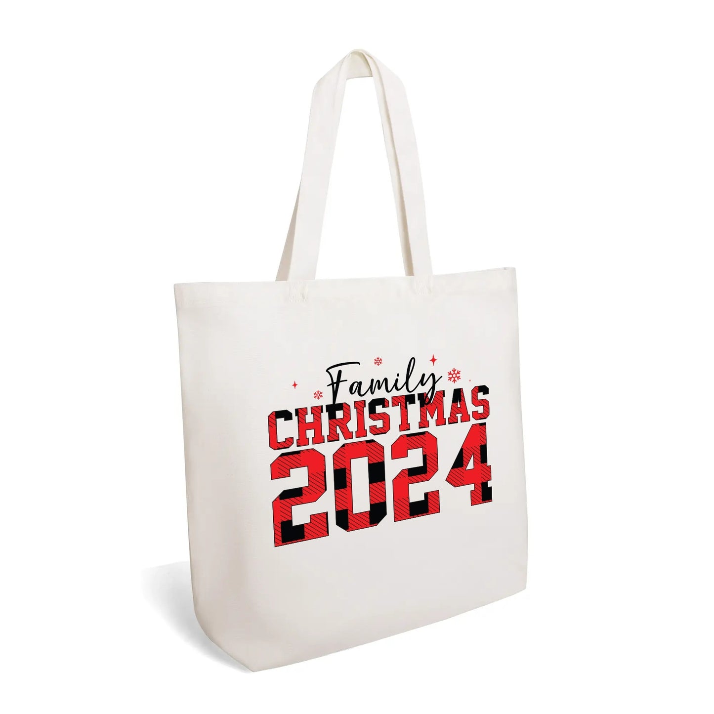 Family Christmas 2024 - 100% Cotton Tote Bag (Single-sided Print)