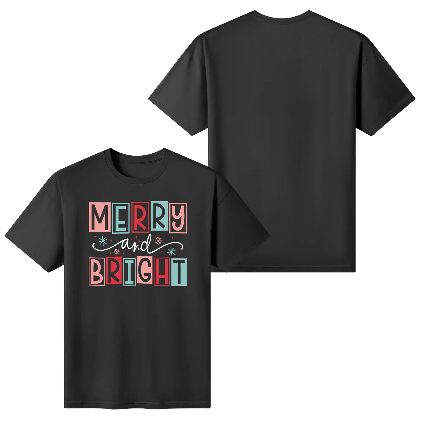 Merry and Bright - Womens Super Soft 100% Cotton Funny Christmas T-Shirt