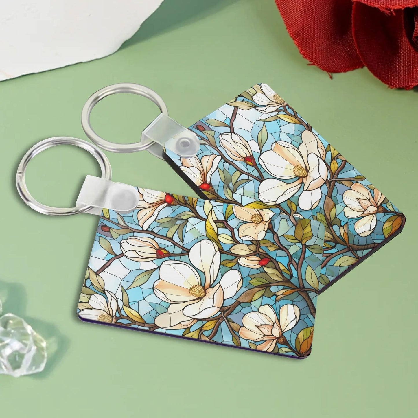 Heartfelt Gift Ideas: Personalized Stained Glass Keychains - Double-Sided Printed, Unique Designs, Perfect for Luggage & Keys