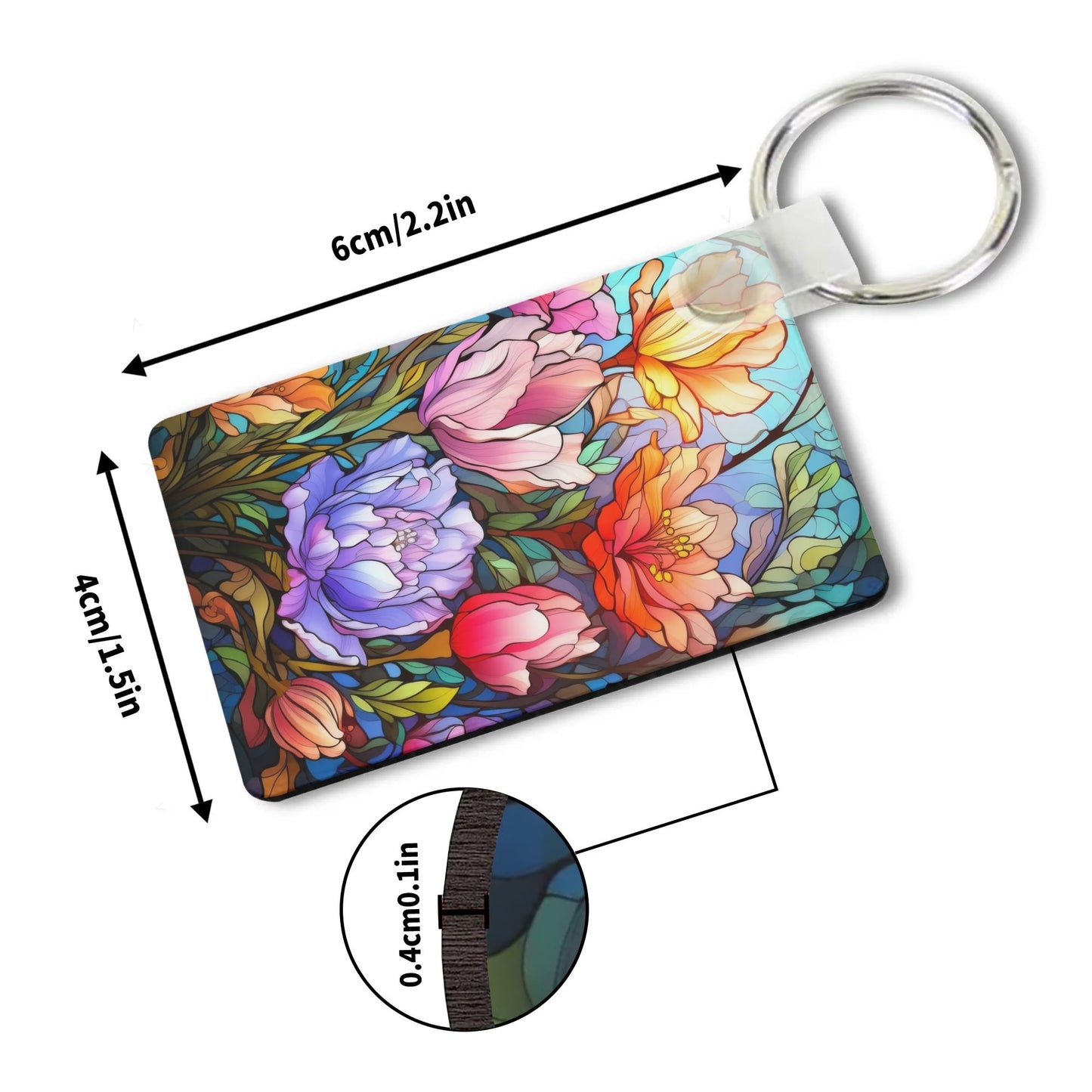 Heartfelt Gift Ideas: Personalized Stained Glass Keychains - Double-Sided Printed, Unique Designs, Perfect for Luggage & Keys