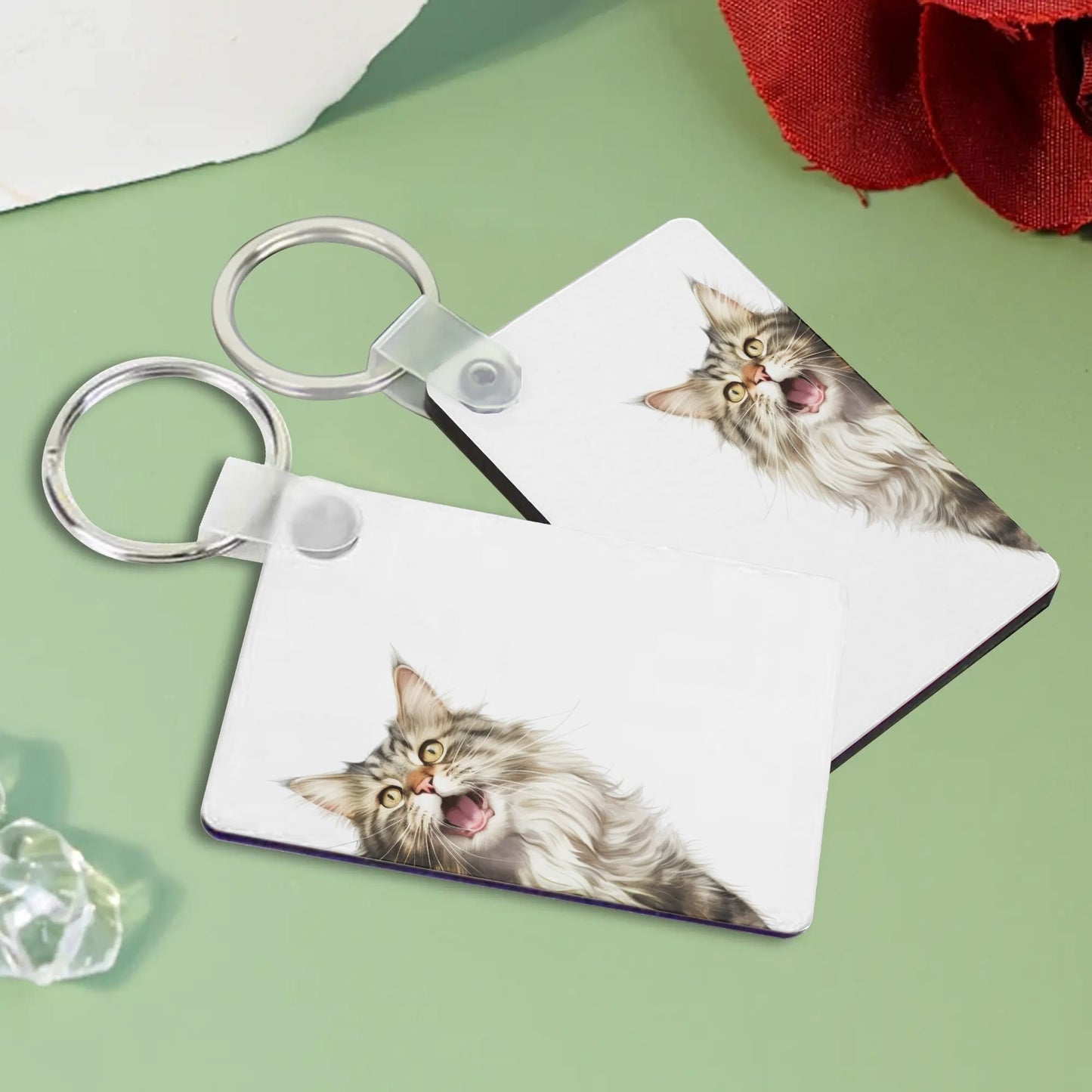 Heartfelt Gift Ideas: Unique Fun Cat Lover Keychains - Double-Sided Printed, Unique Designs, Perfect for Luggage & Keys