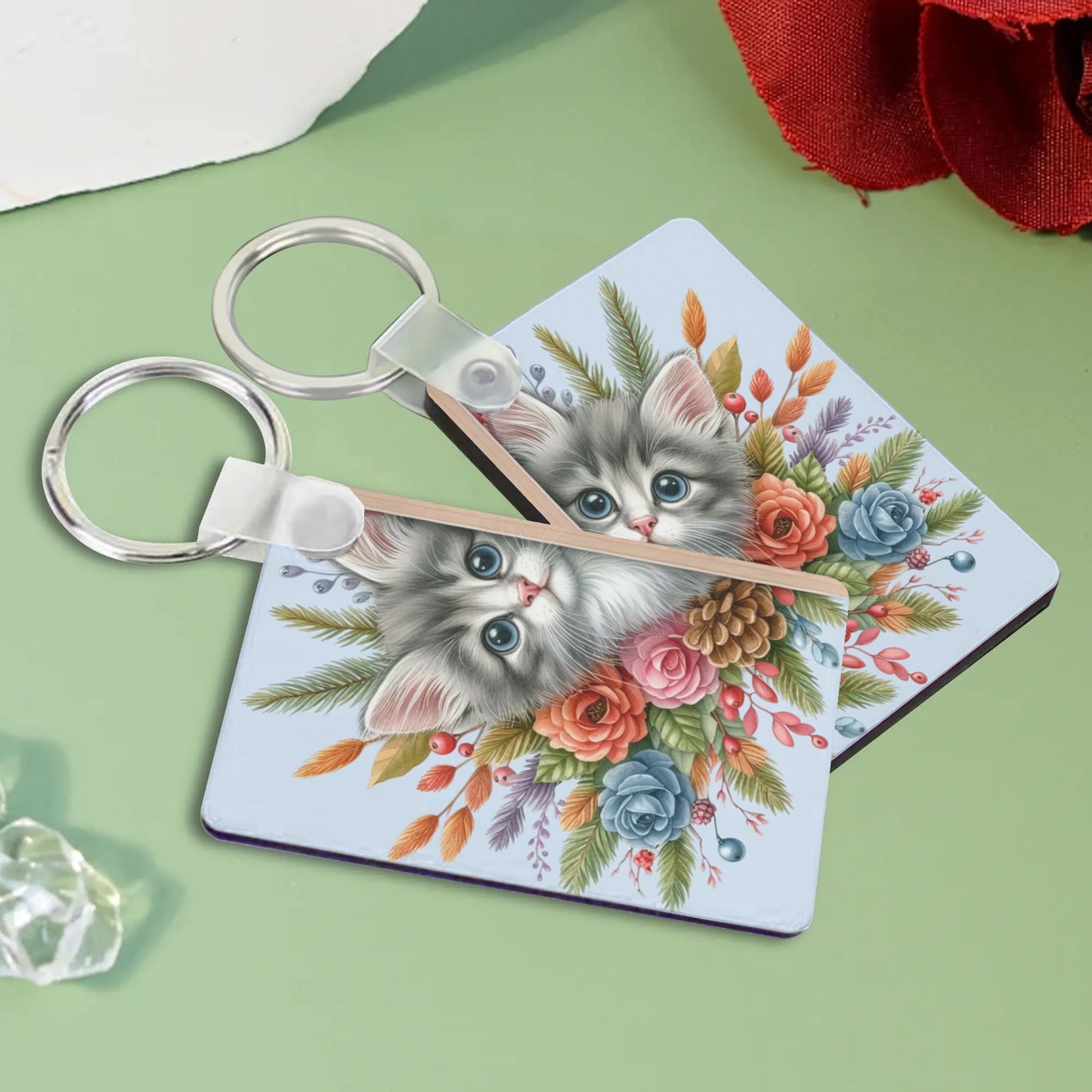 Heartfelt Gift Ideas: Unique Fun Cat Lover Keychains - Double-Sided Printed, Unique Designs, Perfect for Luggage & Keys