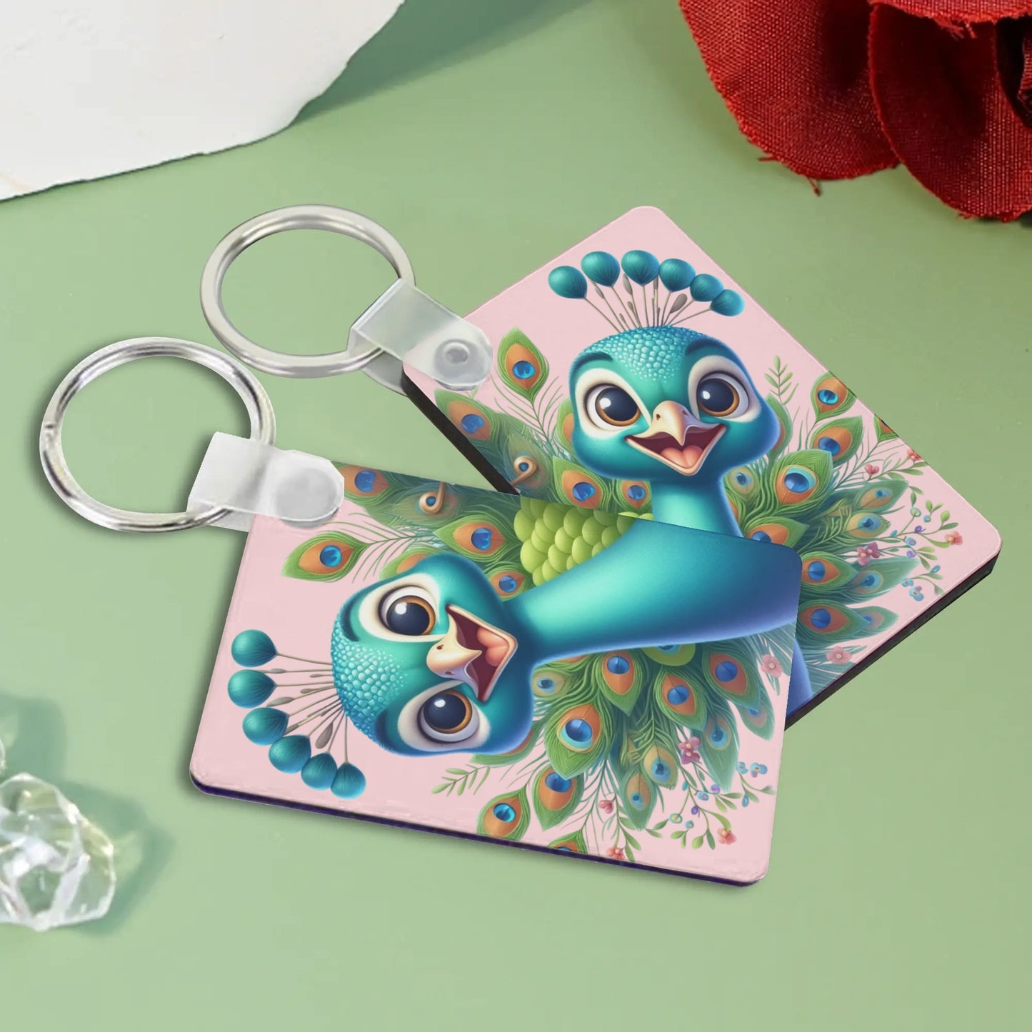 Heartfelt Gift Ideas: Unique Fun Birds of a Feather Keychains - Double-Sided Printed, Unique Designs, Perfect for Luggage & Keys