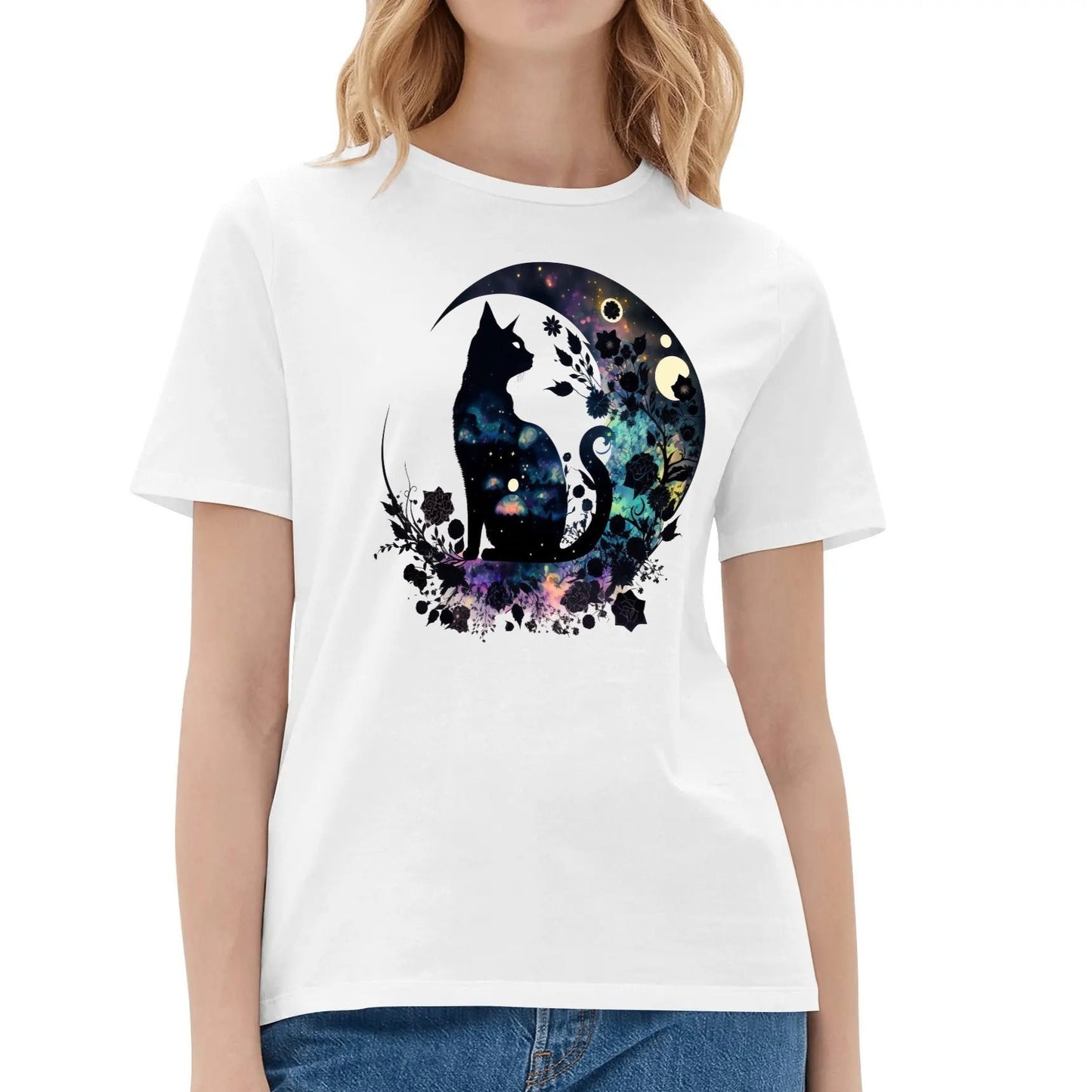 Cat On The Moon - Women's Super Soft 100% Cotton T-Shirt Part 2