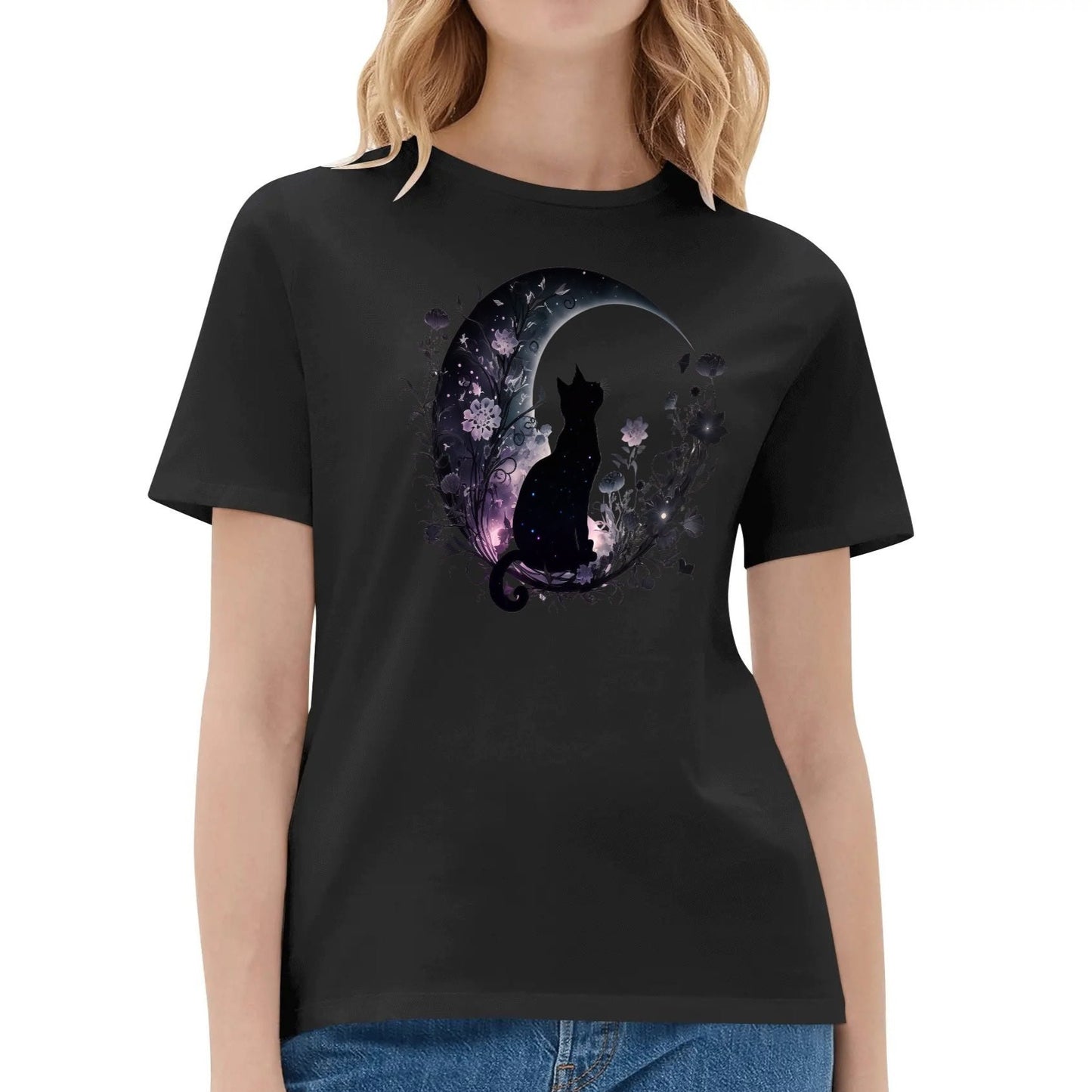 Cat On The Moon - Women's Super Soft 100% Cotton T-Shirt Part 2