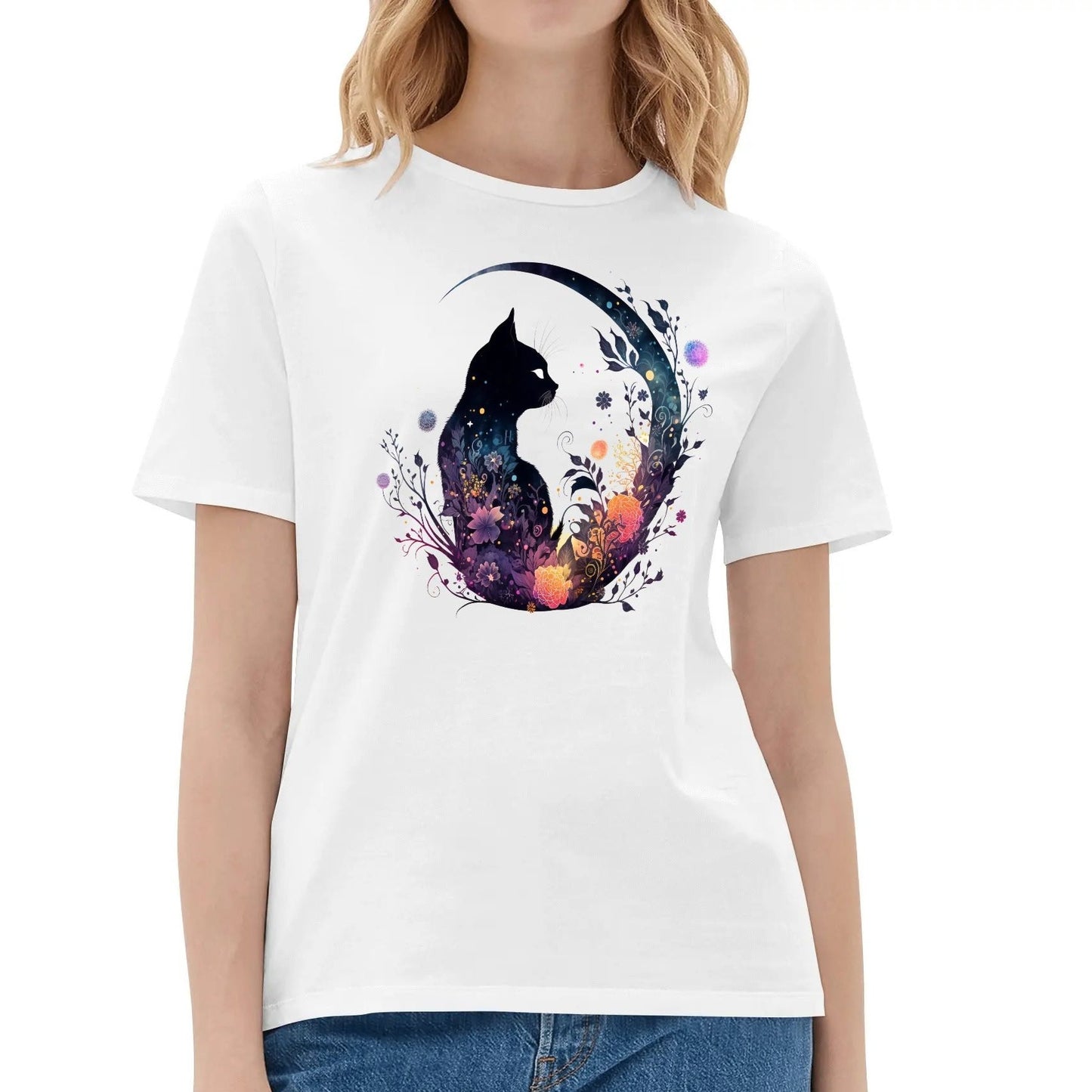 Cat On The Moon - Women's Super Soft 100% Cotton T-Shirt Part 2