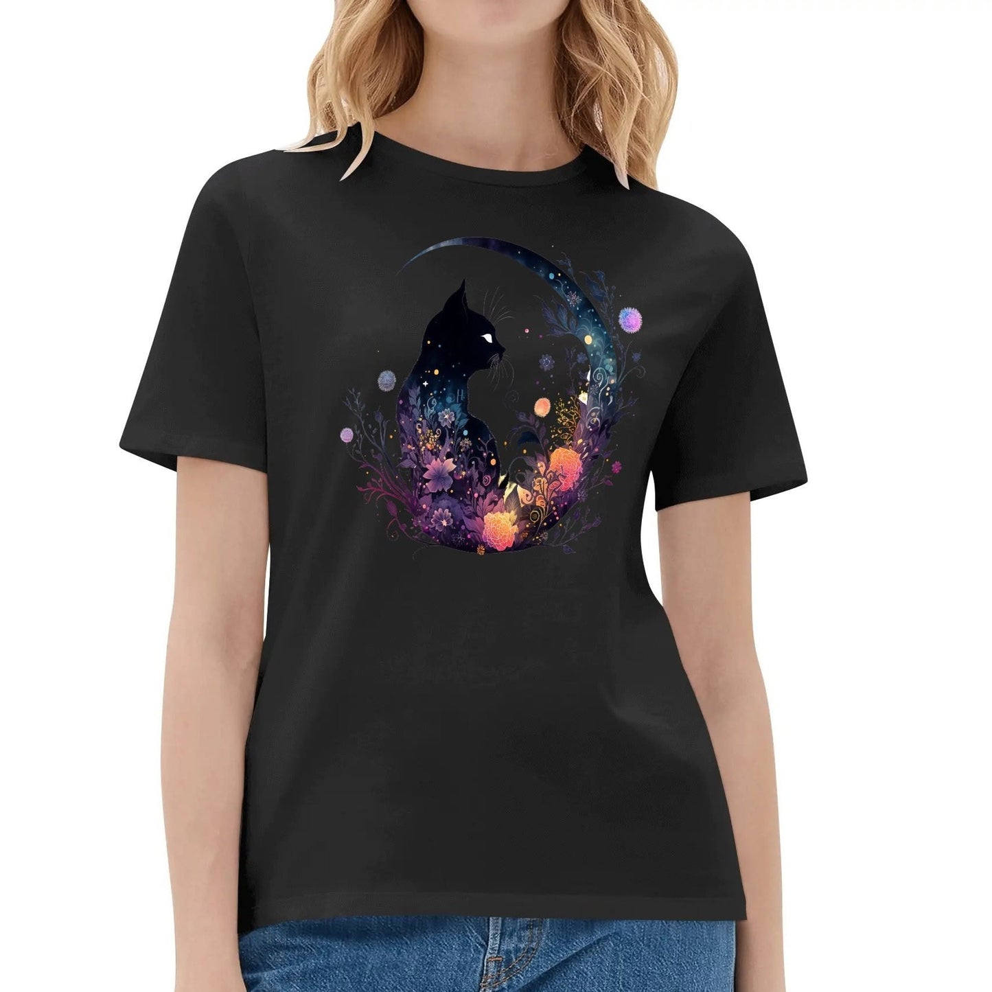 Cat On The Moon - Women's Super Soft 100% Cotton T-Shirt Part 2